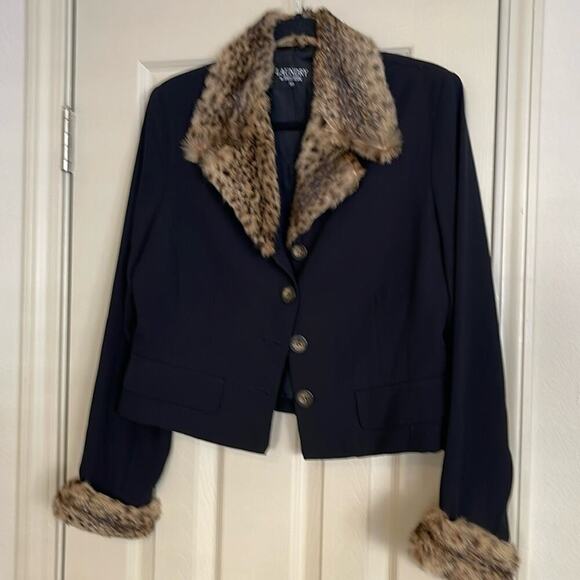 Jacket laundry by Shelli Segal jacket real fur added separately-Geoffroy’s cat - Picture 1 of 5